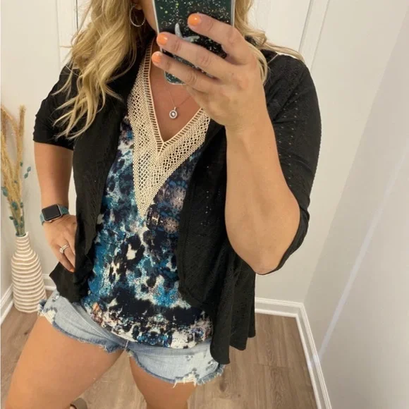 Brand new Teal Leopard Tan Lace Vneck Tank! - Picture 8 of 12